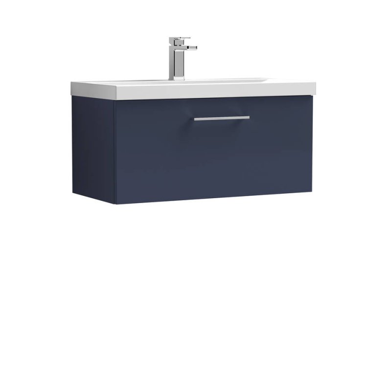 Nuie Arno Blue 800mm Wall Hung 1 Drawer Vanity Unit (ARN1725A)