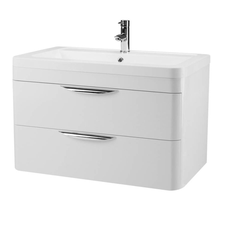 Nuie Parade White 800mm Wall Hung 2 Drawer Vanity Unit