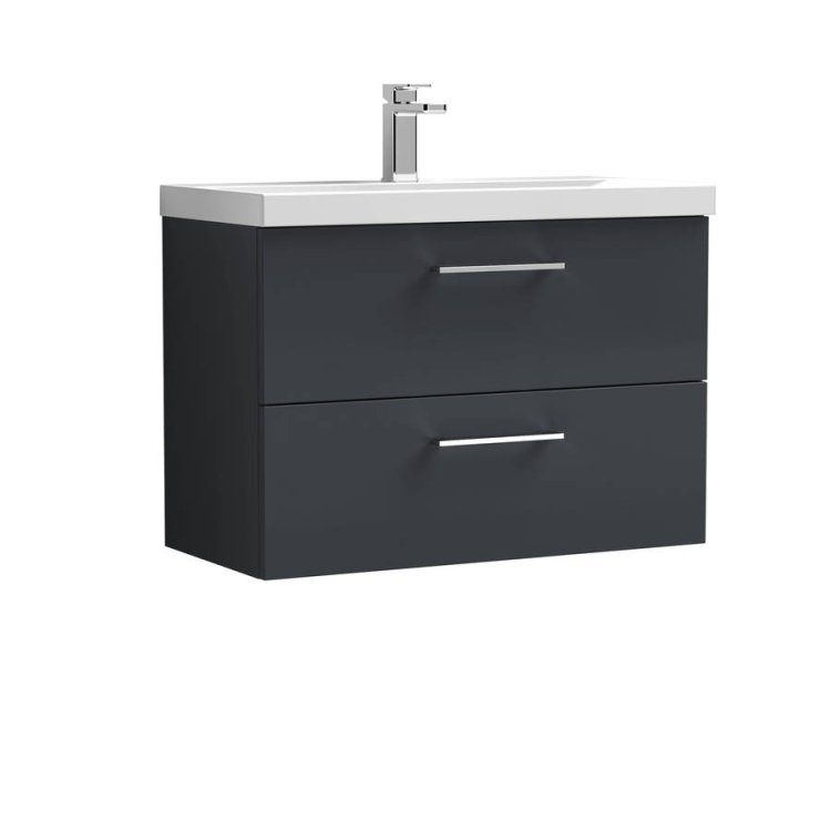 Nuie Arno Anthracite Satin 800mm Wall Hung 2 Drawer Vanity Unit (ARN1426A)