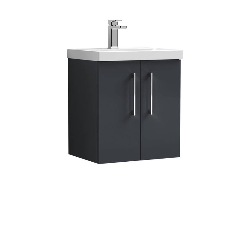 Nuie Arno Soft Black 500mm Wall Hung 2 Door Vanity Unit