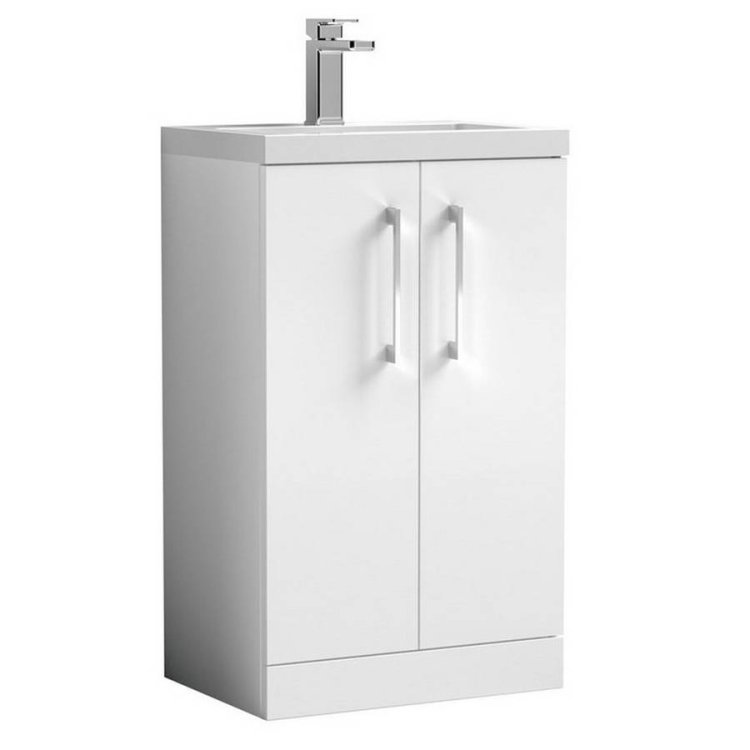 Nuie Arno White 500mm Compact Floor Standing 2 Door Vanity Unit