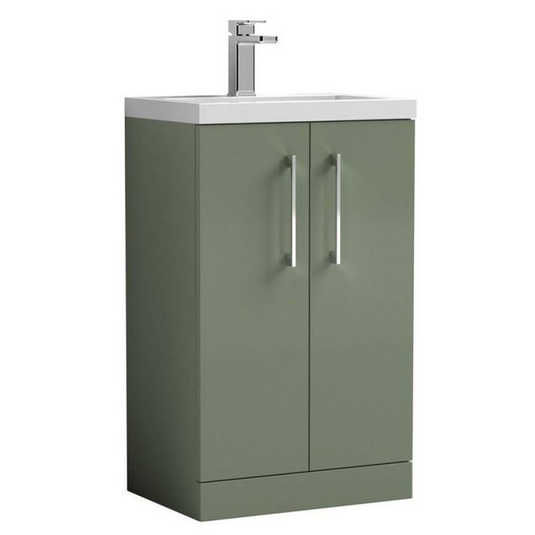 Nuie Arno Green 500mm Compact Floor Standing 2 Door Vanity Unit