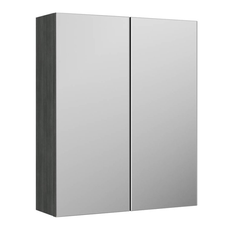 Nuie Athena 600mm Anthracite Woodgrain Mirror Cabinet