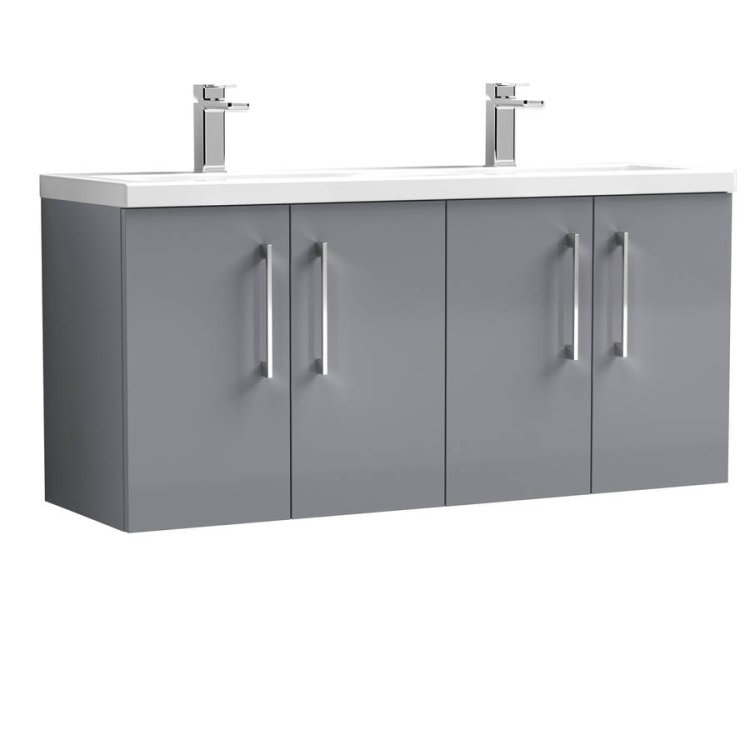 Nuie Arno Grey 1200mm Wall Hung 4 Door Vanity Unit (ARN2223F)