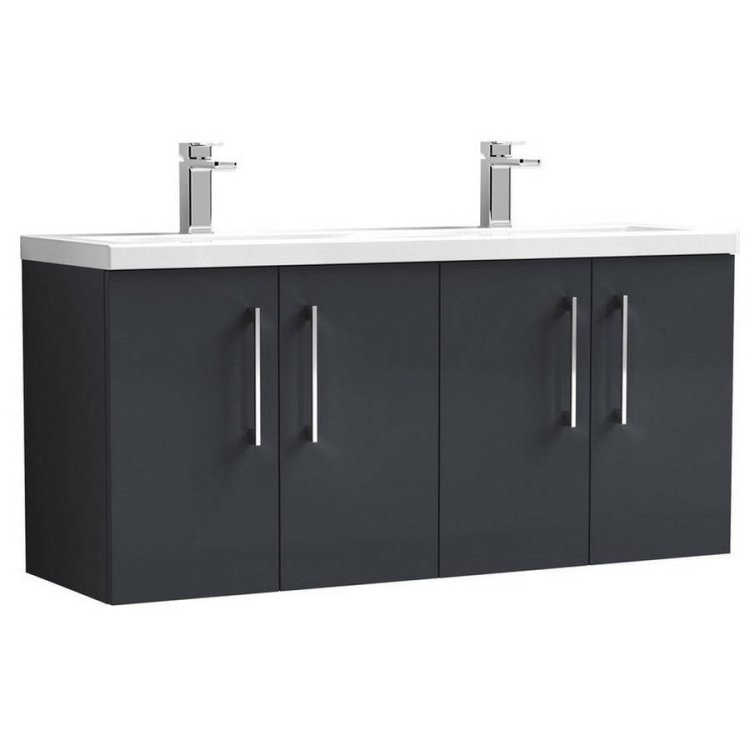 Nuie Arno Soft Black 1200mm Wall Hung 4 Door Vanity Unit