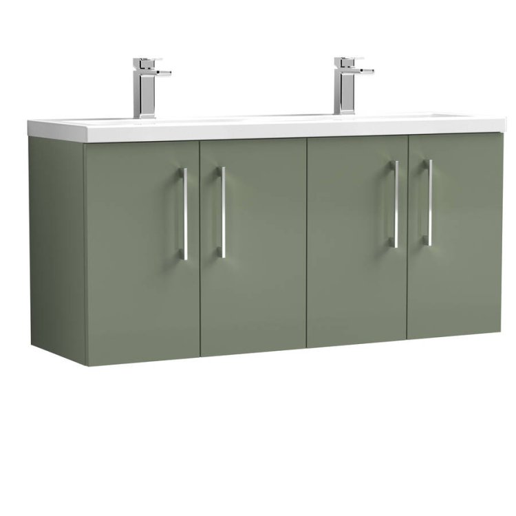 Nuie Arno Green 1200mm Wall Hung 4 Door Vanity Unit (ARN823F)