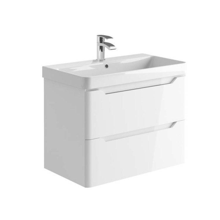 Scudo Ella 800mm Gloss White Wall Mounted Vanity Unit and Basin