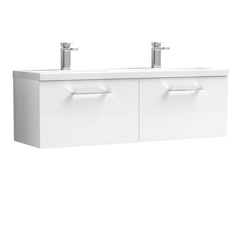 Nuie Arno White 1200mm Wall Hung 2 Drawer Vanity Unit (ARN122F)