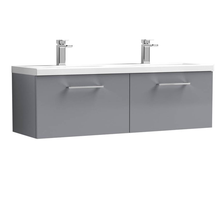 Nuie Arno Grey 1200mm Wall Hung 2 Drawer Vanity Unit (ARN2222F)