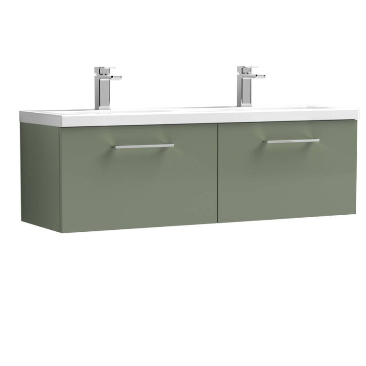 Nuie Arno Green 1200mm Wall Hung 2 Drawer Vanity Unit (ARN822F)