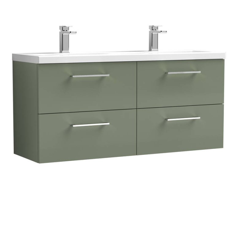 Nuie Arno Green 1200mm Wall Hung 4 Drawer Vanity Unit (ARN824F)