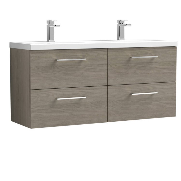 Nuie Arno Oak 1200mm Wall Hung 4 Drawer Vanity Unit (ARN2524F)