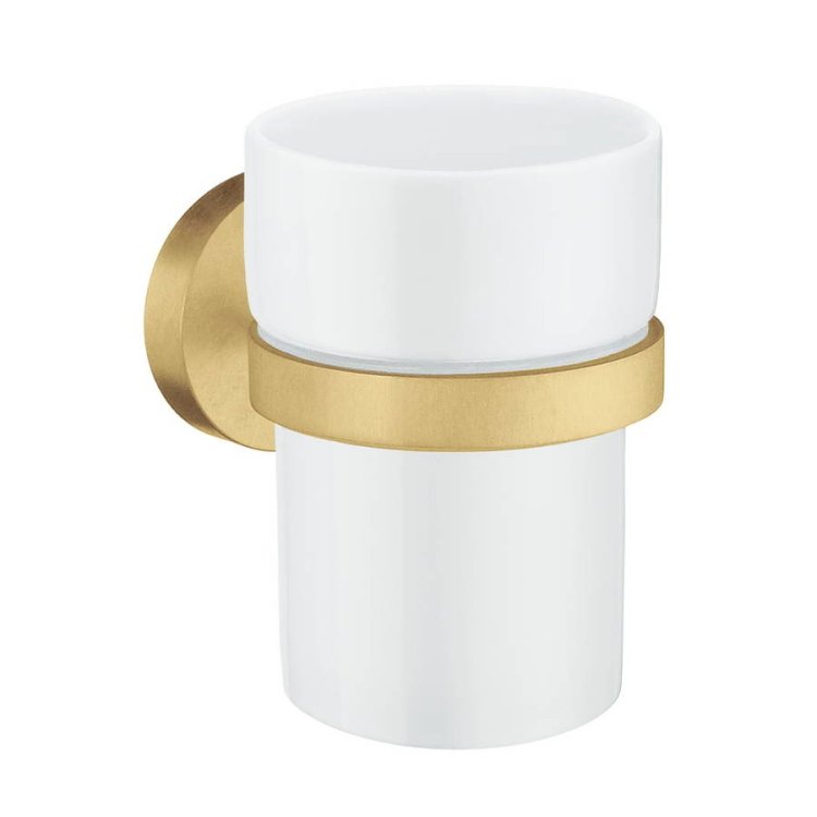 Smedbo Home Brushed Brass Holder with Tumbler