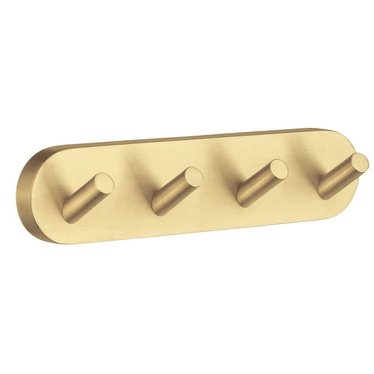 Smedbo Home Brushed Brass Quadruple Towel Hook