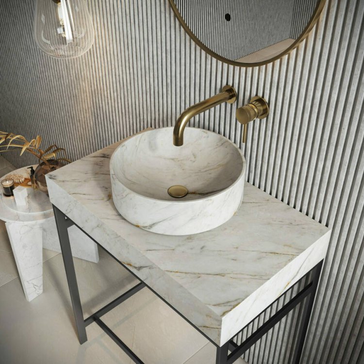 Scudo Sanctuary Arabescato White Round 350mm Marble Basin