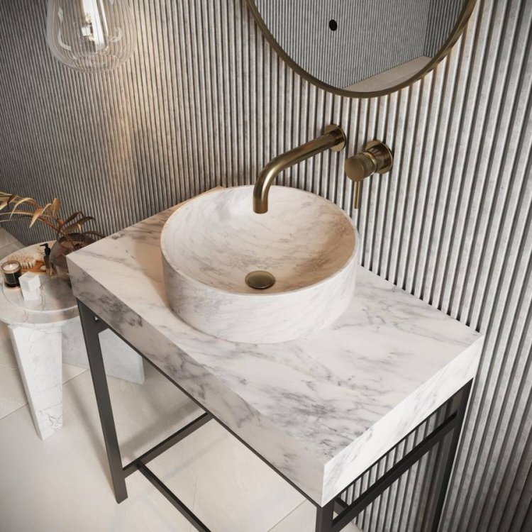 Scudo Sanctuary Venato White Round 350mm Marble Basin