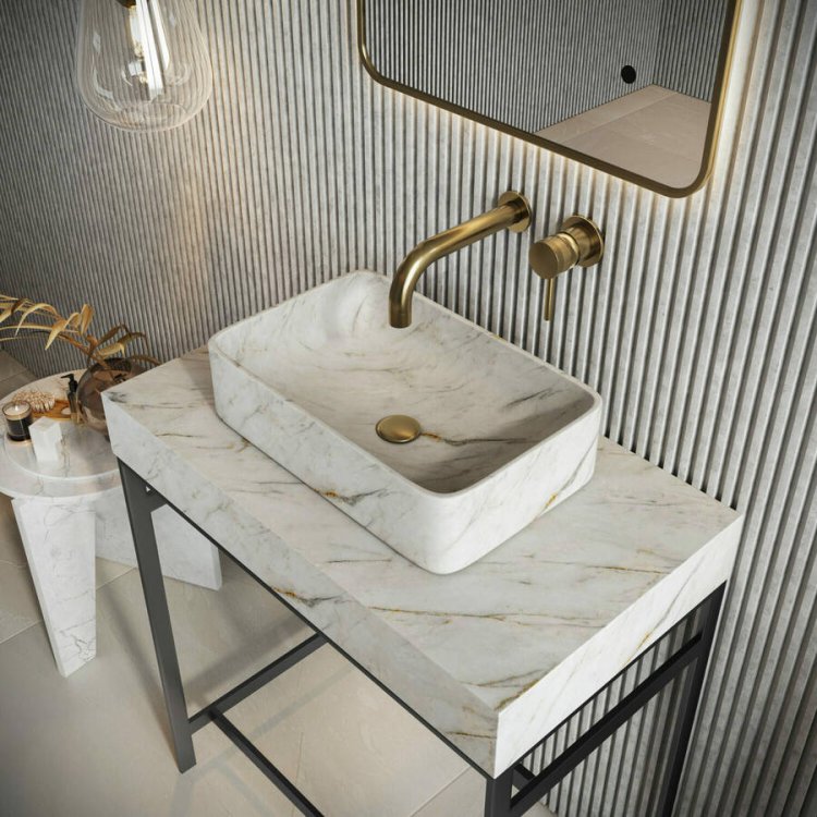 Scudo Sanctuary Arabescato White Rectangular 420mm Marble Basin