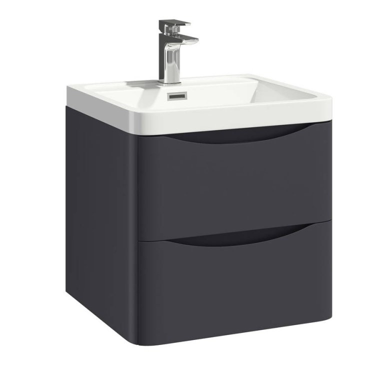 Scudo Bella 500mm Matt Grey Wall Mounted Vanity Unit and Basin