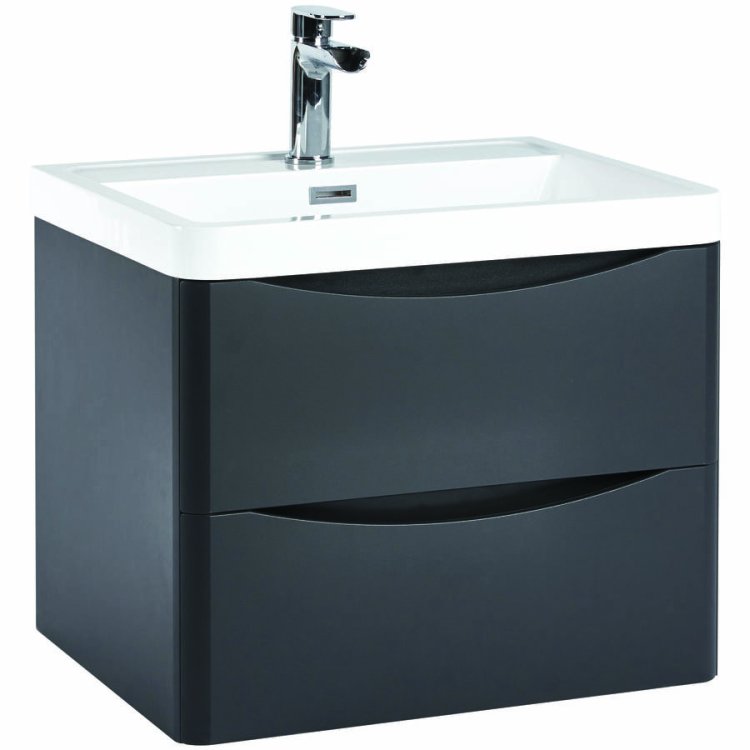 Scudo Bella 600mm Matt Grey Wall Mounted Vanity Unit and Basin