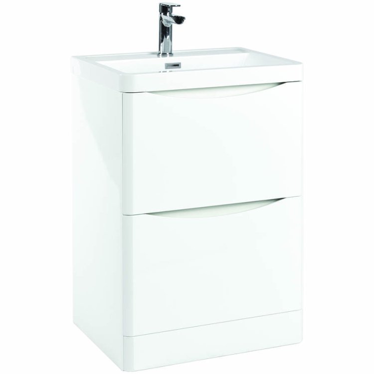 Scudo Bella 600mm Gloss White Floorstanding Vanity Unit and Basin