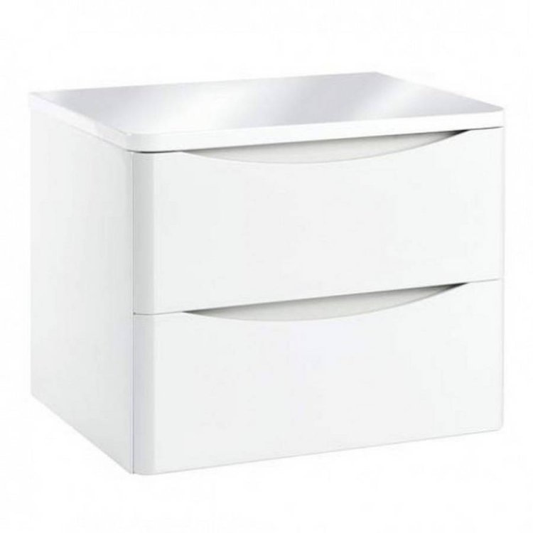 Scudo Bella 600mm Gloss White Wall Mounted Vanity Unit and Countertop