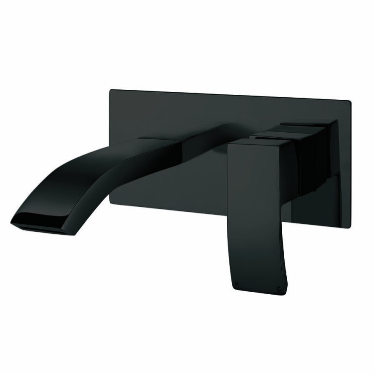 Scudo Descent Black Wall Mounted Basin Mixer