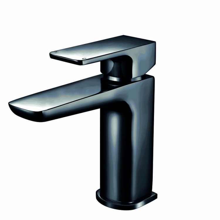 Scudo Muro Black Mono Basin Mixer with Push Waste