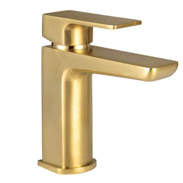 Scudo Muro Brass Mono Basin Mixer with Push Waste