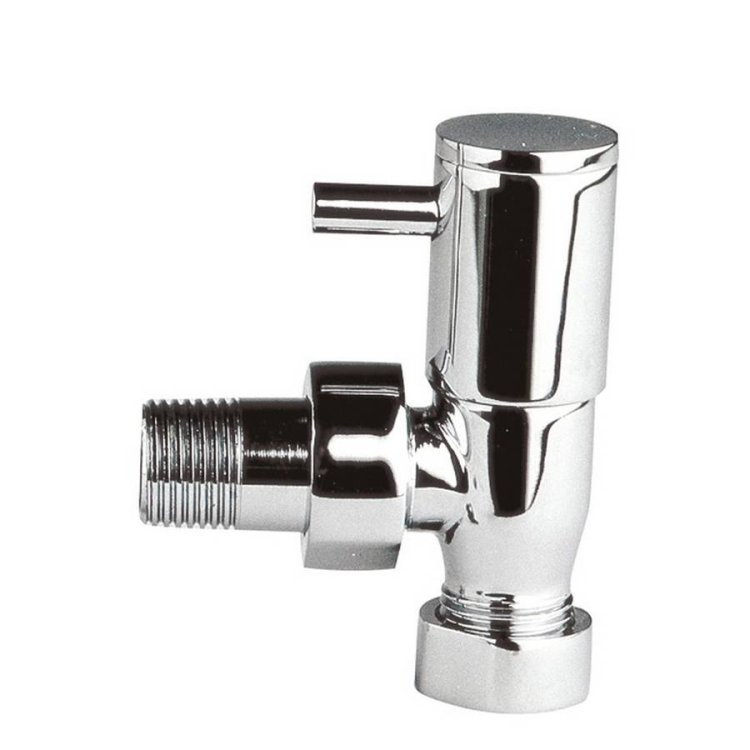 Nuie Chrome Round Minimalist Angled Radiator Valve Set