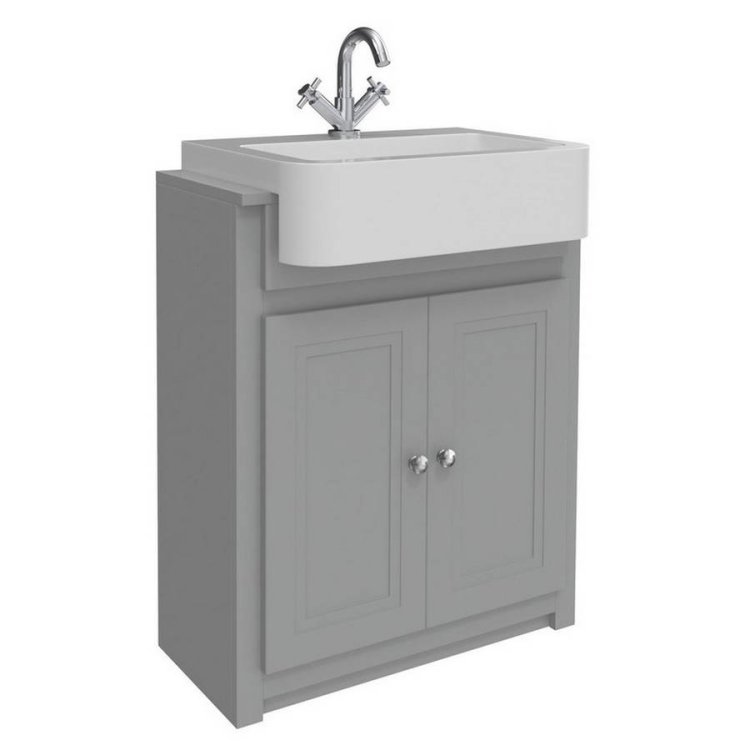 Scudo Classica 660mm Stone Grey Floorstanding Vanity Unit and Semi Recessed Basin