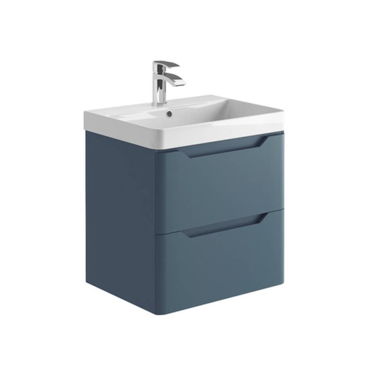 Scudo Ella 600mm Matt Blue Wall Mounted Vanity Unit and Basin