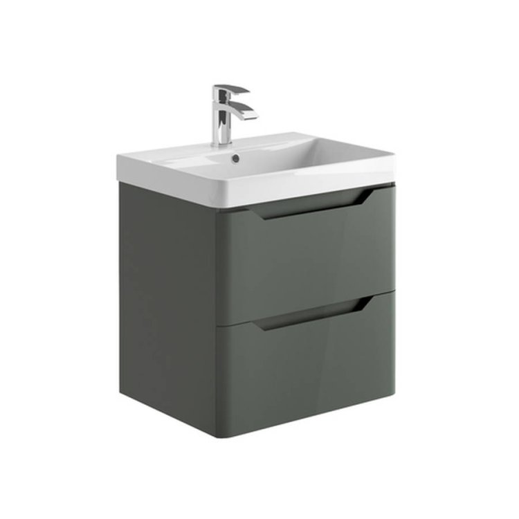 Scudo Ella 600mm Matt Anthracite Wall Mounted Vanity Unit and Basin