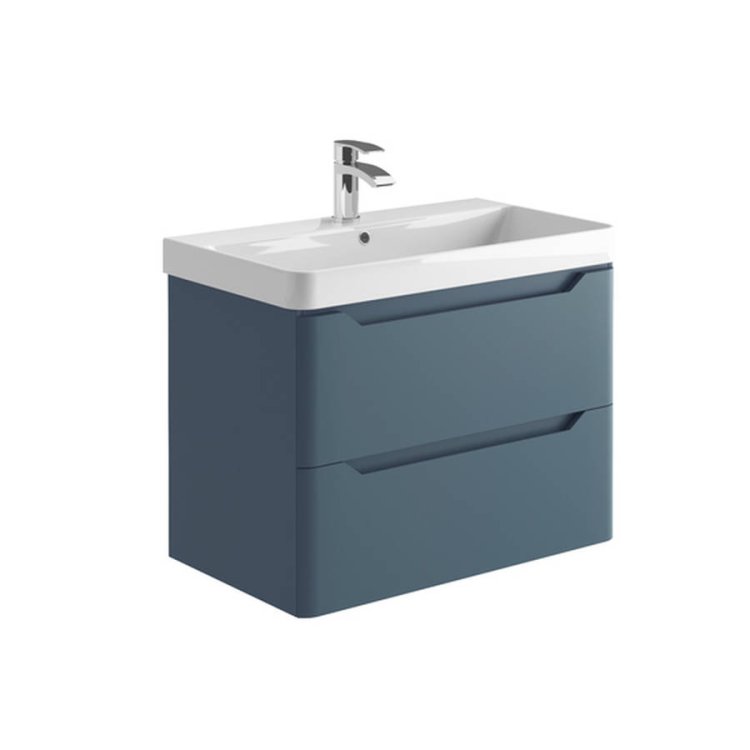 Scudo Ella 800mm Matt Blue Wall Mounted Vanity Unit and Basin