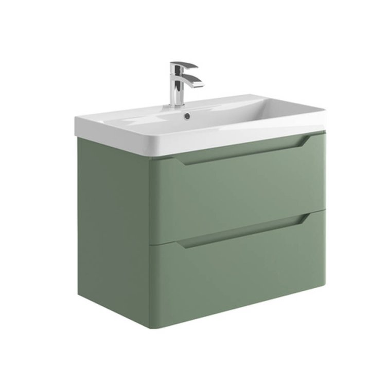 Scudo Ella 800mm Matt Green Wall Mounted Vanity Unit and Basin