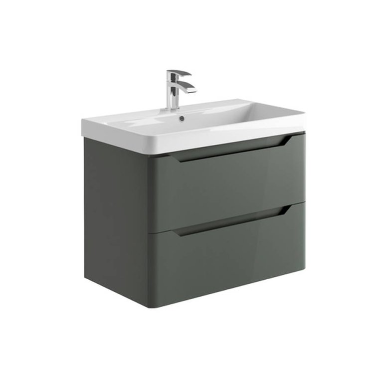 Scudo Ella 800mm Matt Anthracite Wall Mounted Vanity Unit and Basin