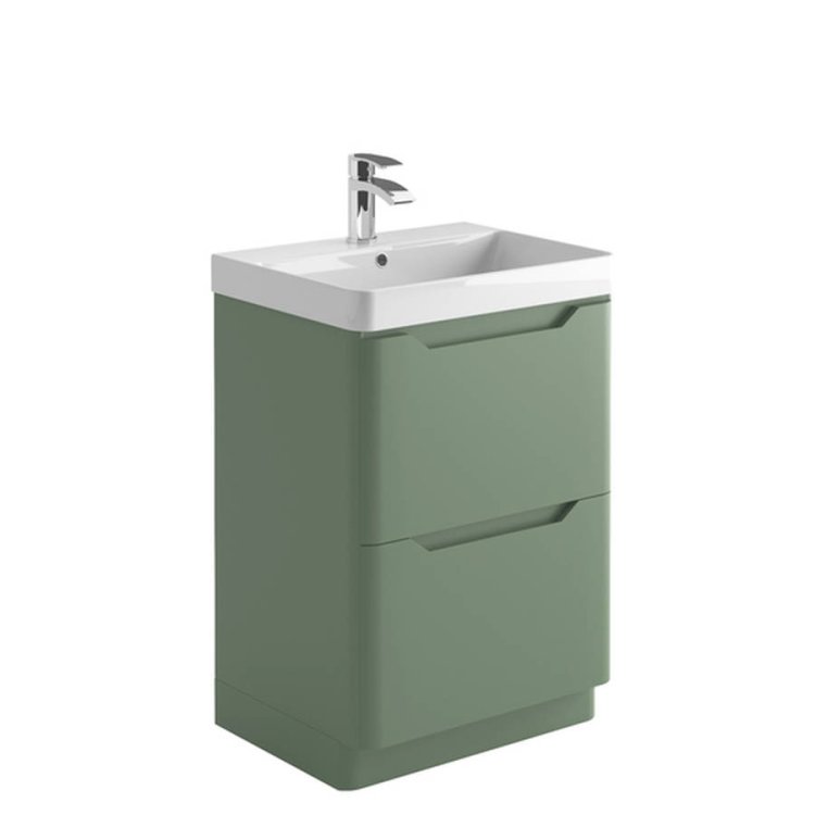 Scudo Ella 600mm Matt Green Floorstanding Vanity Unit and Basin