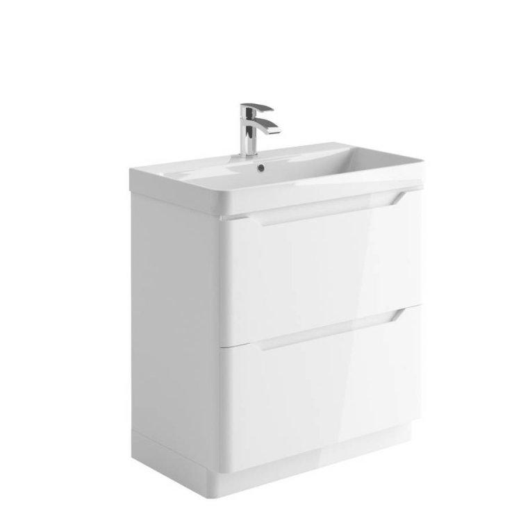 Scudo Ella 800mm Gloss White Floorstanding Vanity Unit and Basin