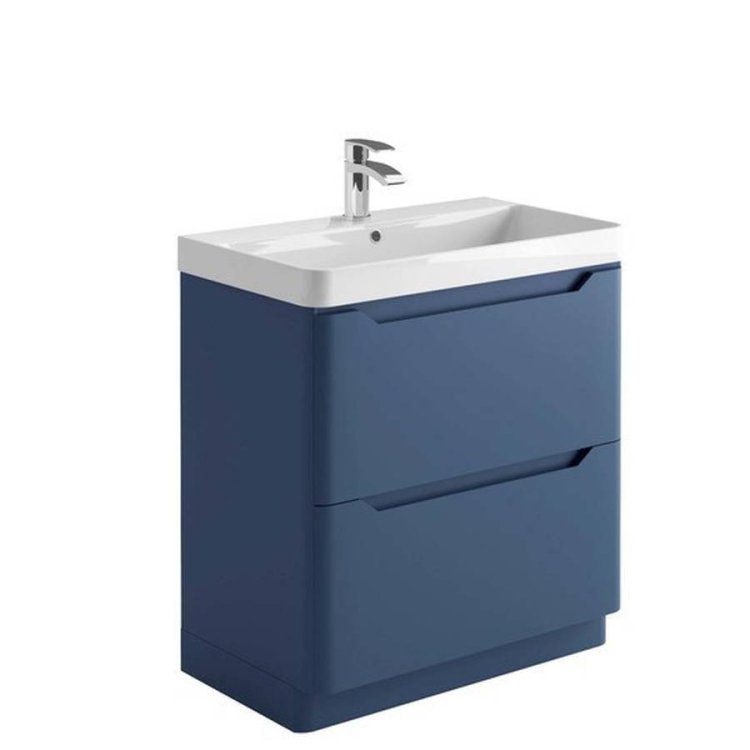 Scudo Ella 800mm Matt Blue Floorstanding Vanity Unit and Basin