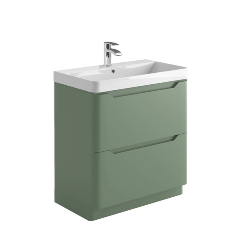 Scudo Ella 800mm Matt Green Floorstanding Vanity Unit and Basin