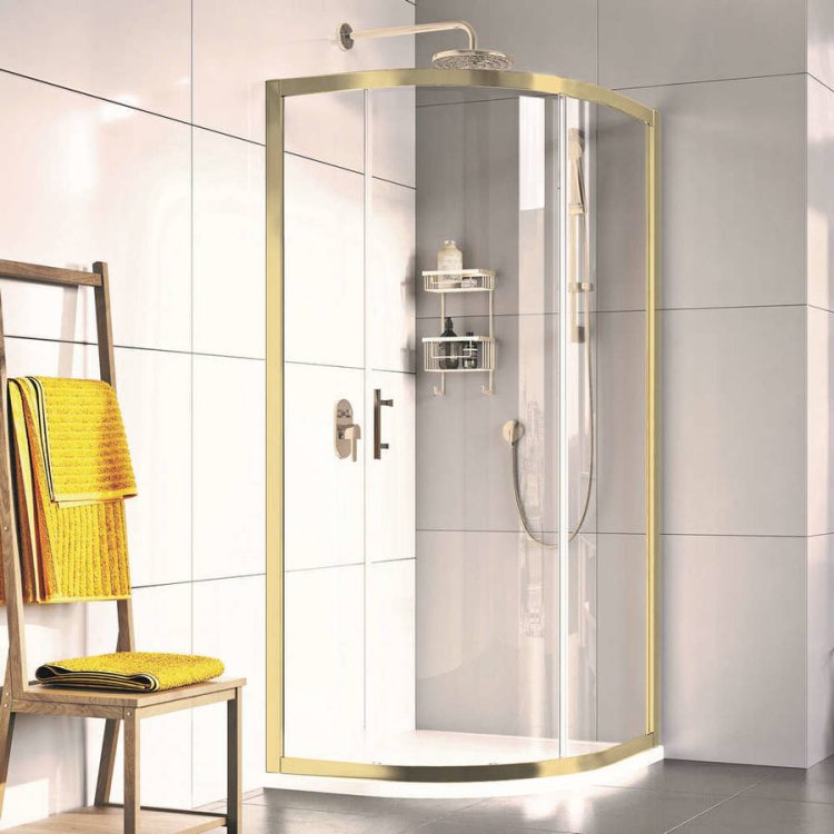 Roman Innov8 Brushed Brass 900mm Curved Quadrant Shower Enclosure