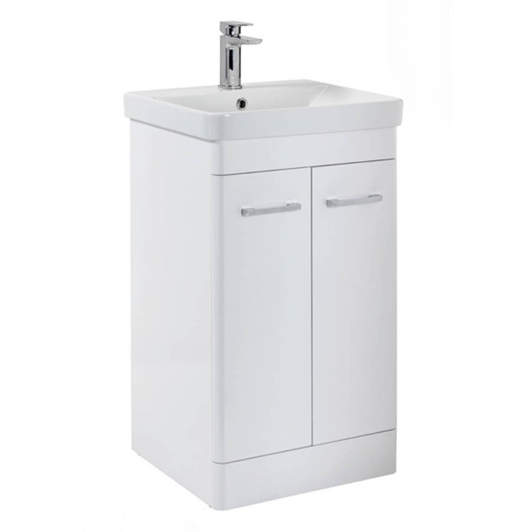 Scudo Rossini 500mm Gloss White Floorstanding Vanity Unit and Basin