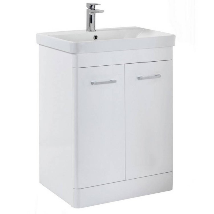 Scudo Rossini 800mm Gloss White Floorstanding Vanity Unit and Basin