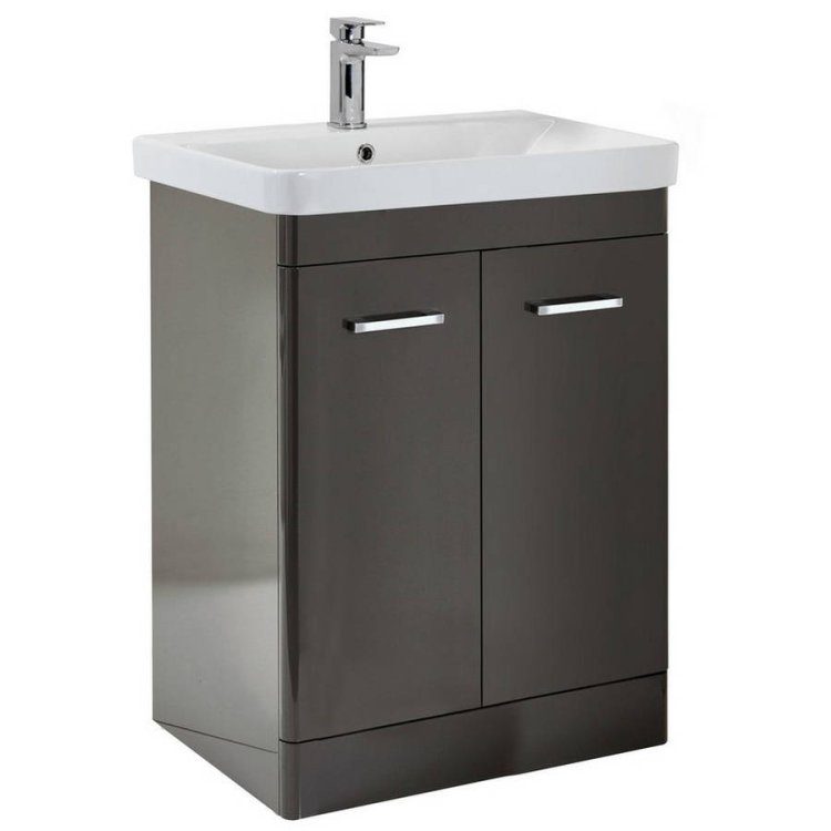 Scudo Rossini 800mm Wolf Grey Floorstanding Vanity Unit and Basin