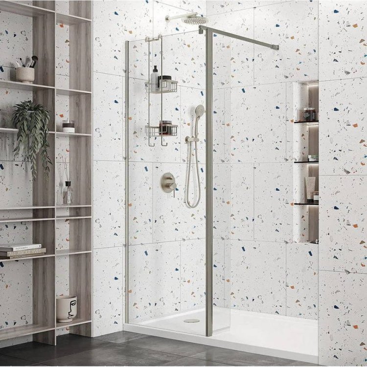 Roman Haven 8mm Select 600mm Wetroom Corner Panel Brushed Nickel