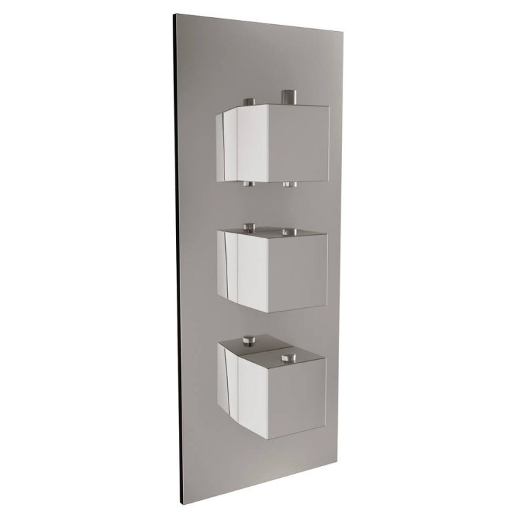 Scudo Chrome Triple Squared Handle Concealed Shower Valve