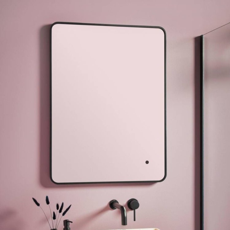 Scudo Alfie 600 x 800mm Matt Black Soft Edge LED Mirror