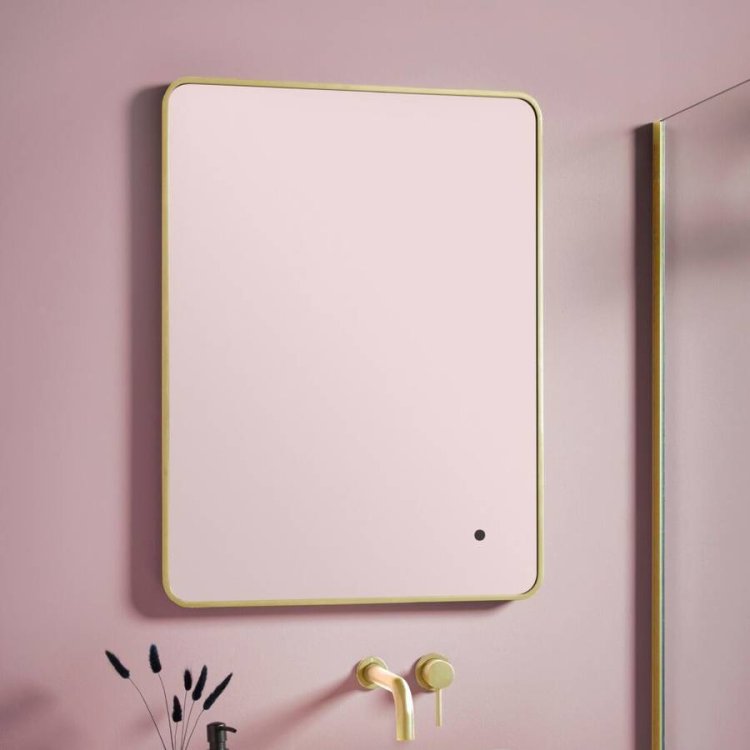 Scudo Alfie 500 x 700mm Brushed Brass Soft Edge LED Mirror