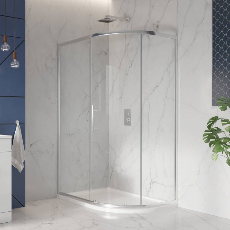 Scudo S8 1000 x 800mm Chrome Single Door Offset Quadrant Shower Enclosure