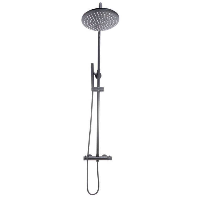 Scudo Core Gunmetal Round Exposed Rigid Riser Shower