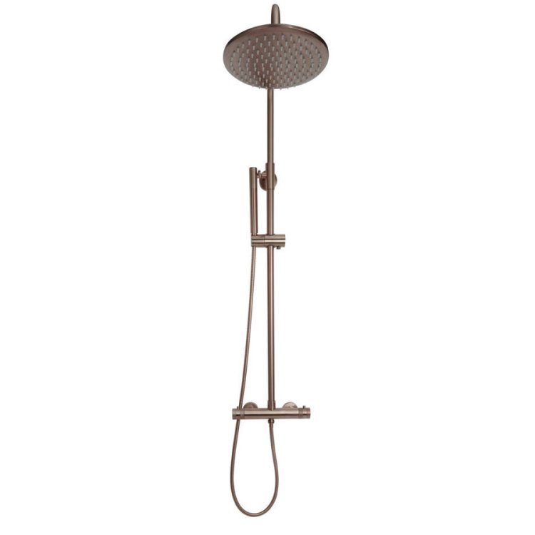 Scudo Core Brushed Bronze Round Exposed Rigid Riser Shower